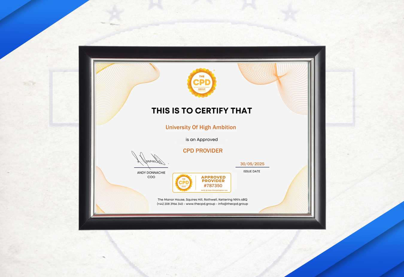 شهادة اعتماد CPD Provider لجامعة UHA.